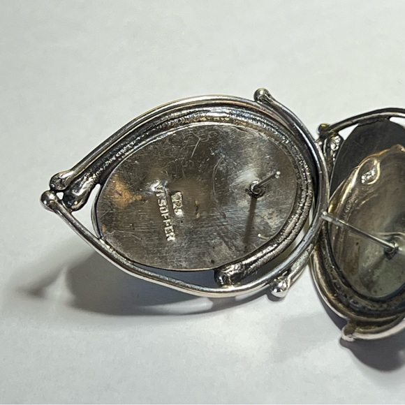 Vintage Sterling Silver and Peacock Mabe Pearl  Post earrings -Rare  Avi Soffer - Picture 6 of 14